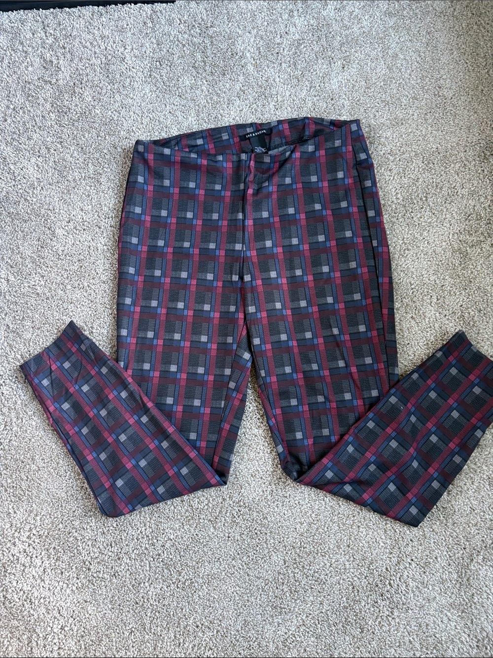 Zac & Rachel Men's Plaid Chinos in Black & Burgundy